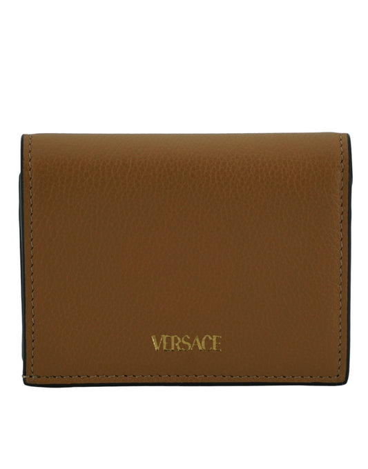 Cartera elegante y compacta de piel Versace en color marrón