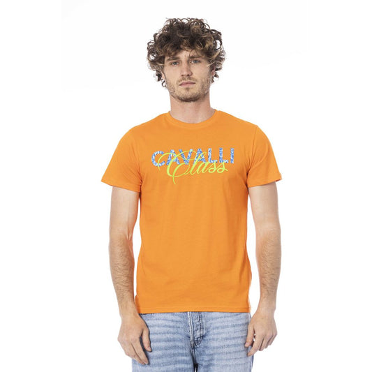 Camiseta de algodón naranja Cavalli Class para hombre