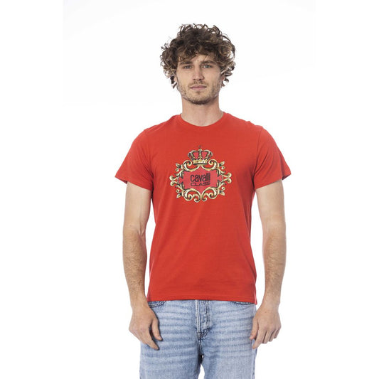 Camiseta de algodón roja Cavalli Class para hombre