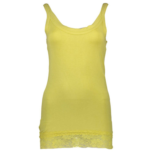 Camiseta de tirantes de algodón amarillo para mujer Silvian Heach con detalle de encaje