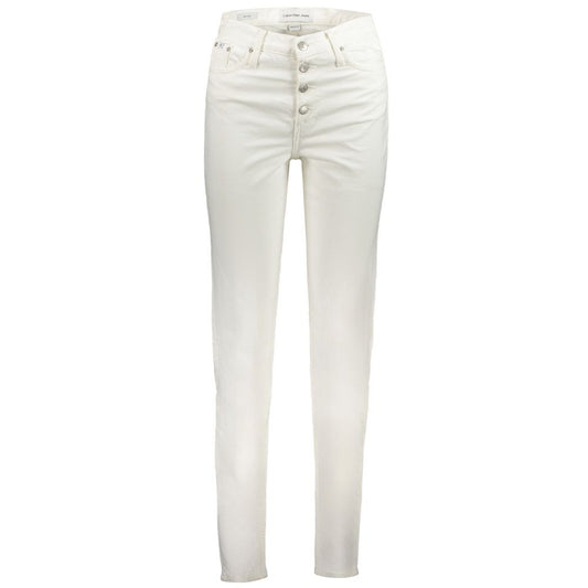 Calvin Klein White Cotton Jeans & Pant