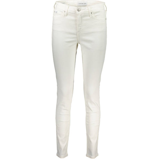 Calvin Klein White Cotton Jeans & Pant