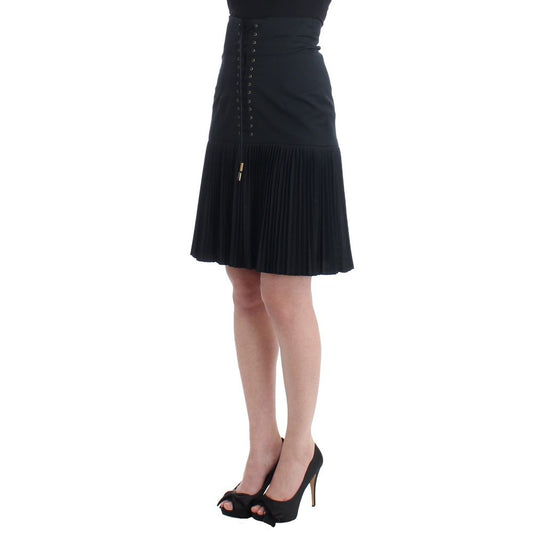 Roberto Cavalli Black Wool Skirt