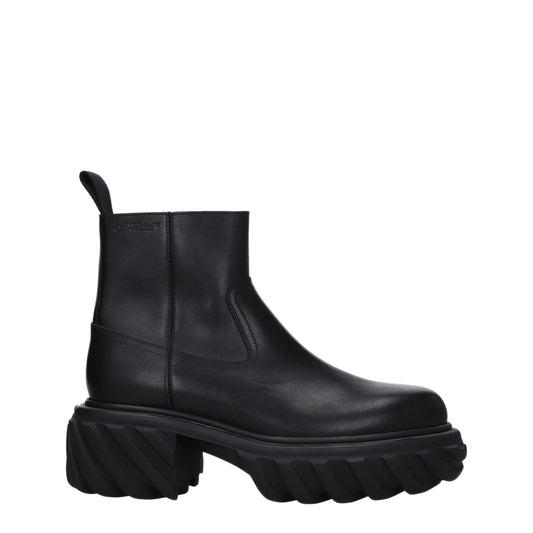 Off-White Black Leather Ankle