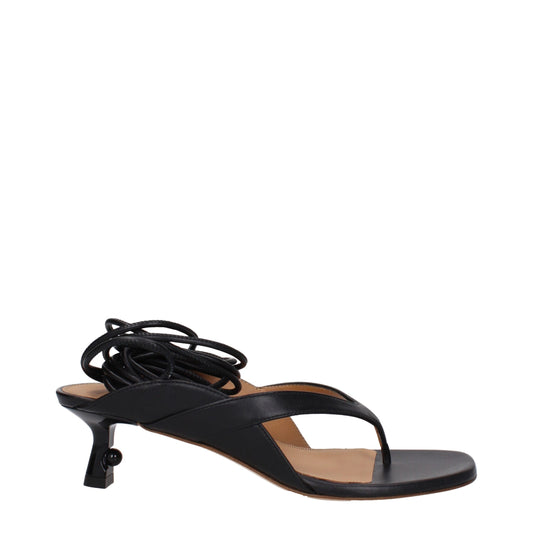 Off-White Black Leather Flip-Flop Sandal