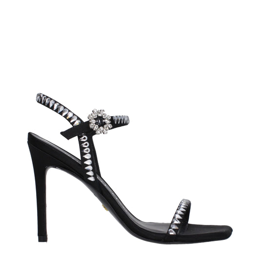 Stuart Weitzman Black Satin Sandal