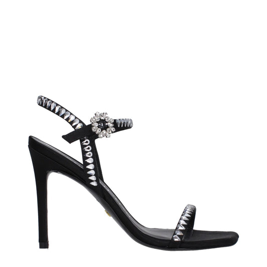 Stuart Weitzman Black Satin Sandal