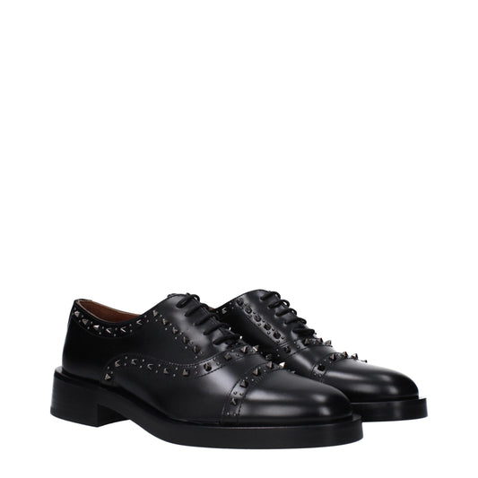 Valentino Garavani Black Leather Oxfords And Derby