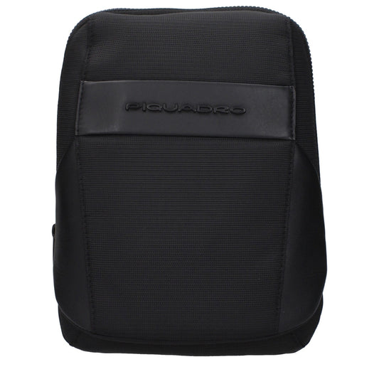 Piquadro Black Fabric Crossbody Bag