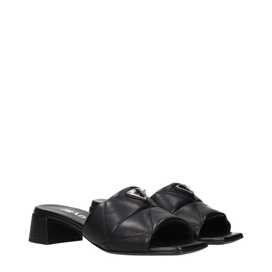 Prada Black Leather Flat Sandals