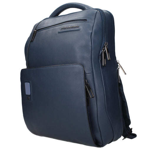 Piquadro Blue Leather Backpacks