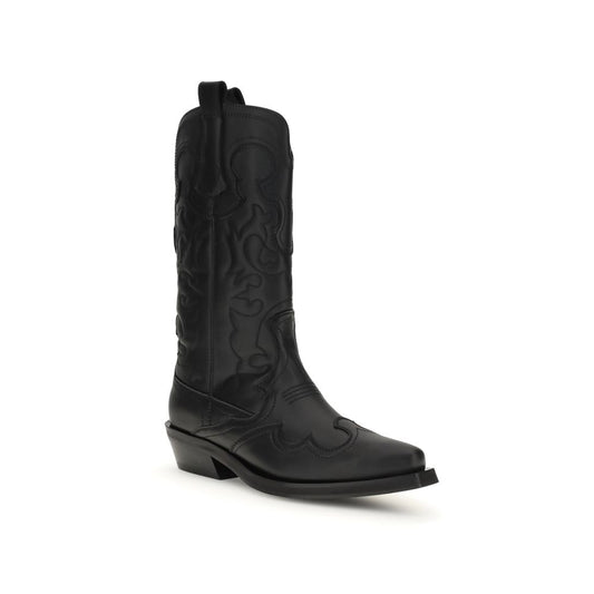 Ganni MID SHAFT EMBROIDERED WESTERN BOOT