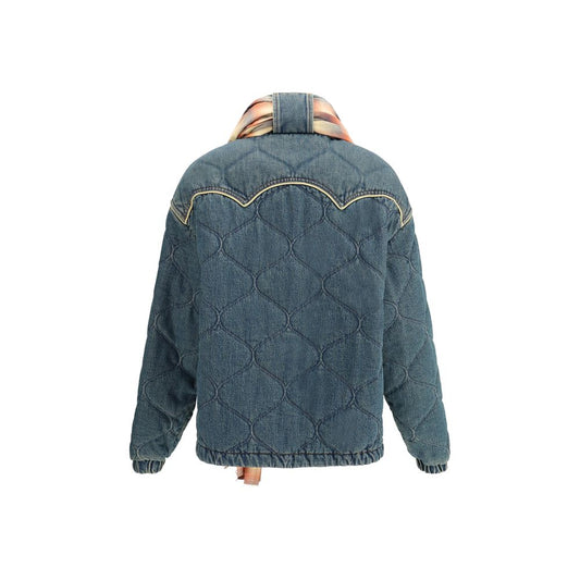 MARBELL Denim Down Jacket With Scarf