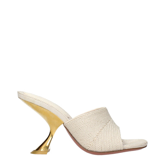 Amina Muaddi Beige Fabric Slippers Sandals