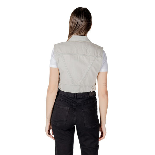 Only Light Blue Cotton Sleveless Jacket