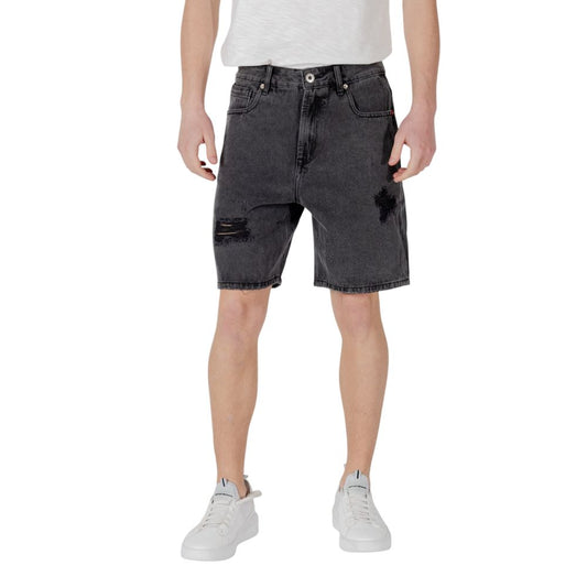 Gianni Lupo Black Cotton Bermuda