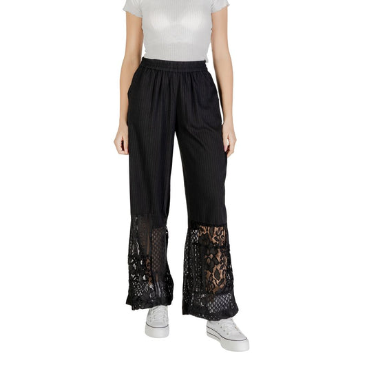 ICHI Black Cotton Pant