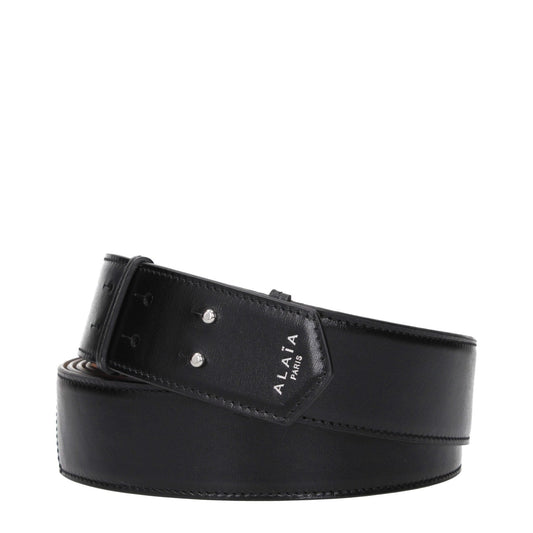 Alaïa Black Leather Regular Belts
