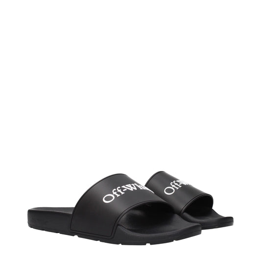 Off-White Black Cotton Slippers Sandals