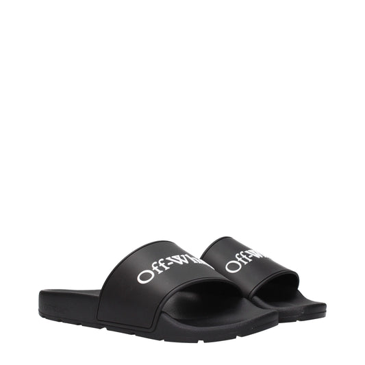 Off-White Black Cotton Slippers Sandals
