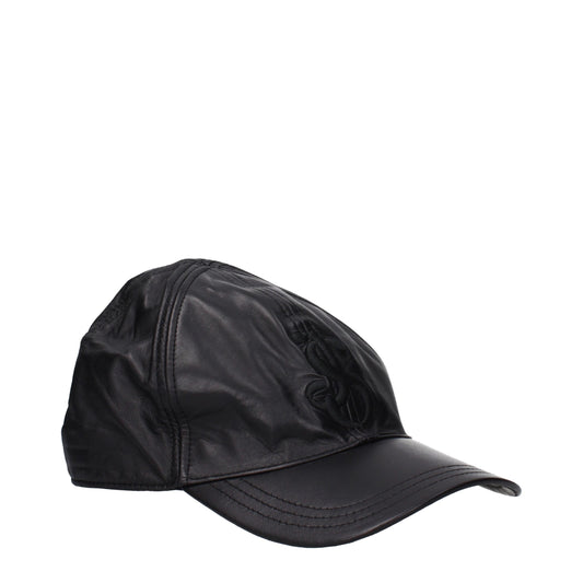 Jil Sander Black Leather Caps (Baseball Hat)