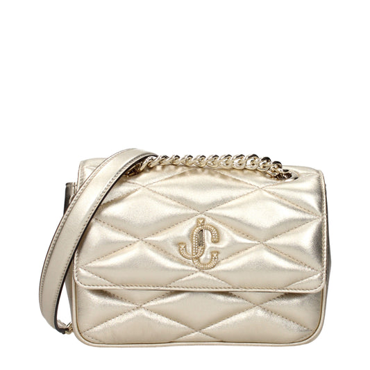 Jimmy Choo Gold Leather Shoulder Bags
