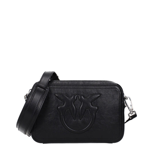 PINKO Black Leather Crossbody Bag
