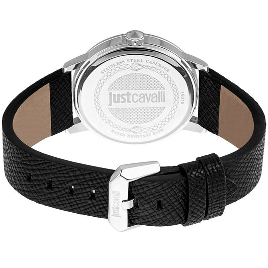 Just Cavalli Black Leather Dress Watch