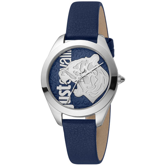 Just Cavalli Blue Leather Dress Watch