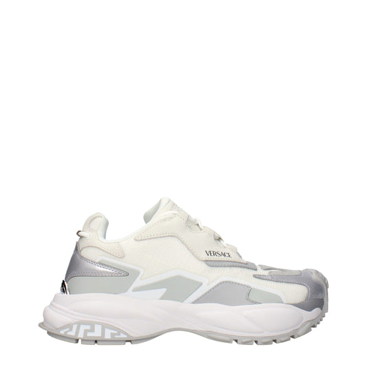 Versace White Fabric Chunky Sneakers
