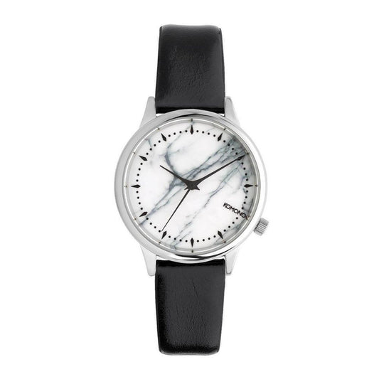 Komono Black Leather Dress Watch