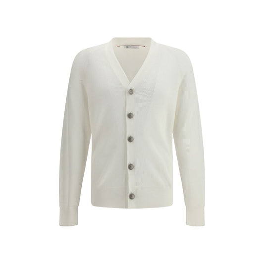 Brunello Cucinelli White Cotton Cardigan