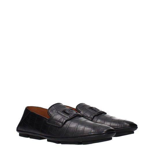 Dolce & Gabbana Black Leather Slip-On Loafers