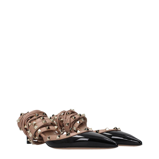 Valentino Garavani Black Leather Strap-On Sandals