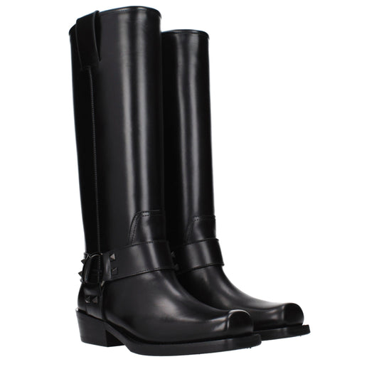 Valentino Garavani Black Leather Boots