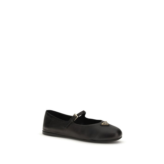 Prada Black Lamb Ovis Aries Aries Ballet Flats