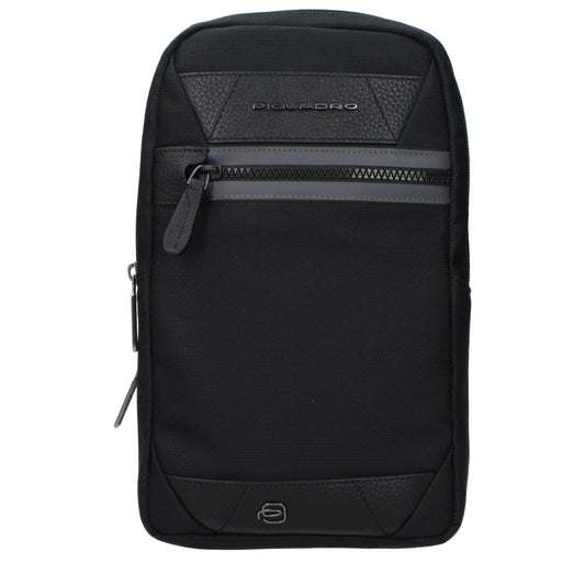 Piquadro Black Fabric Crossbody Bag