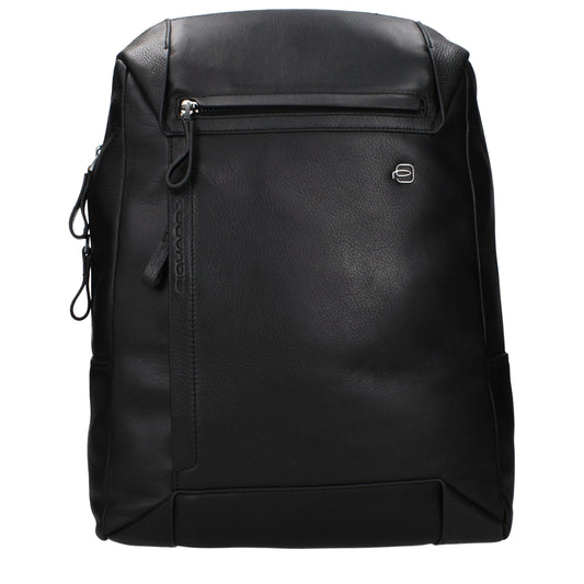 Piquadro Black Leather Backpack