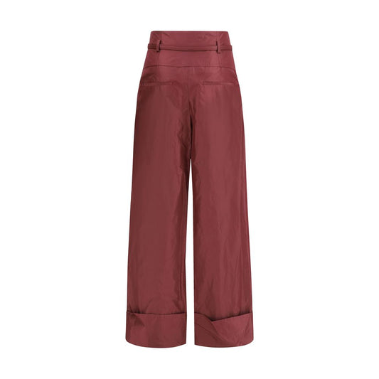 Fendi Bordeaux Silk Dress Pants