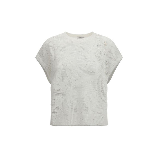 Brunello Cucinelli White Linen T-Shirt