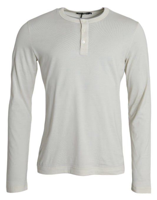 Dolce & Gabbana White Cotton Long Sleeve T-Shirt