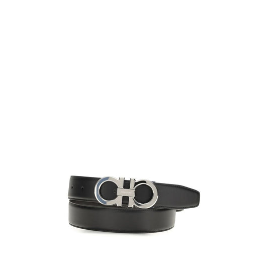 Ferragamo Black Calf Leather Bos Taurus Regular Belt
