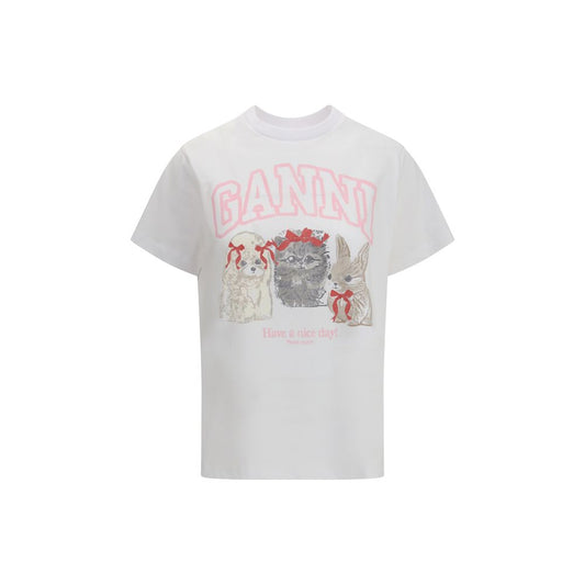 Ganni White Cotton T-Shirt