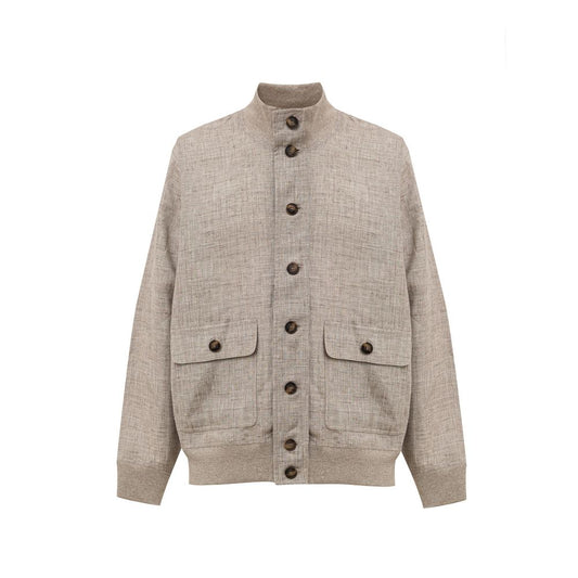 Gran Sasso Beige Linen Jackets & Coat