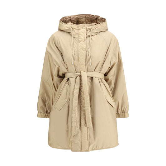 Max Mara Beige Polyester Full-Length Jacket
