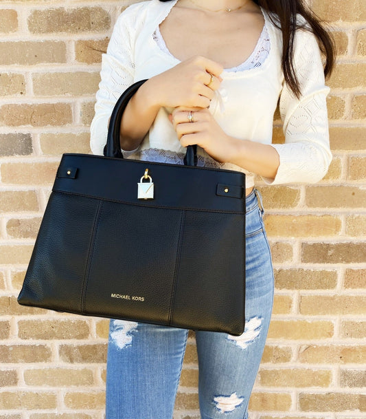 Michael Kors Black Gramercy Designer Satchel Bag