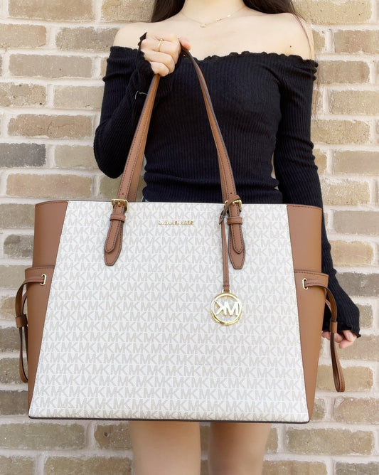 Michael Kors Gilly Large Jet Set Travel Tote Vanilla