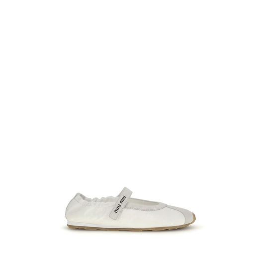 Miu Miu White Fabric Ballet Flats
