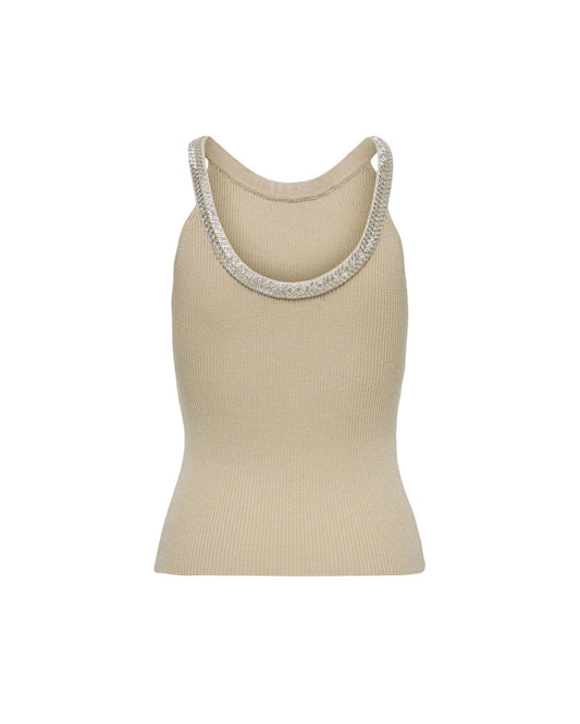 Only Beige Nylon Elastane Tank Tops