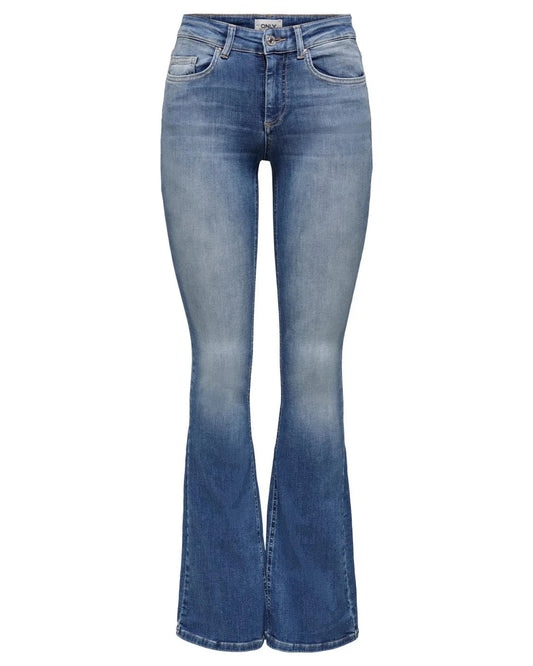 Only Blue Cotton Flared Jeans